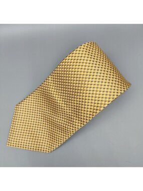Geoffrey Beene Stain Resistant Yellow & Blue Geometric Pattern Wide Silk Necktie